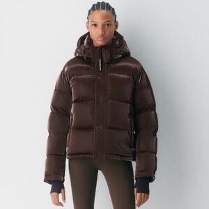 Aritzia Chocolate Brown Puffer Jacket- Shorty High Gloss